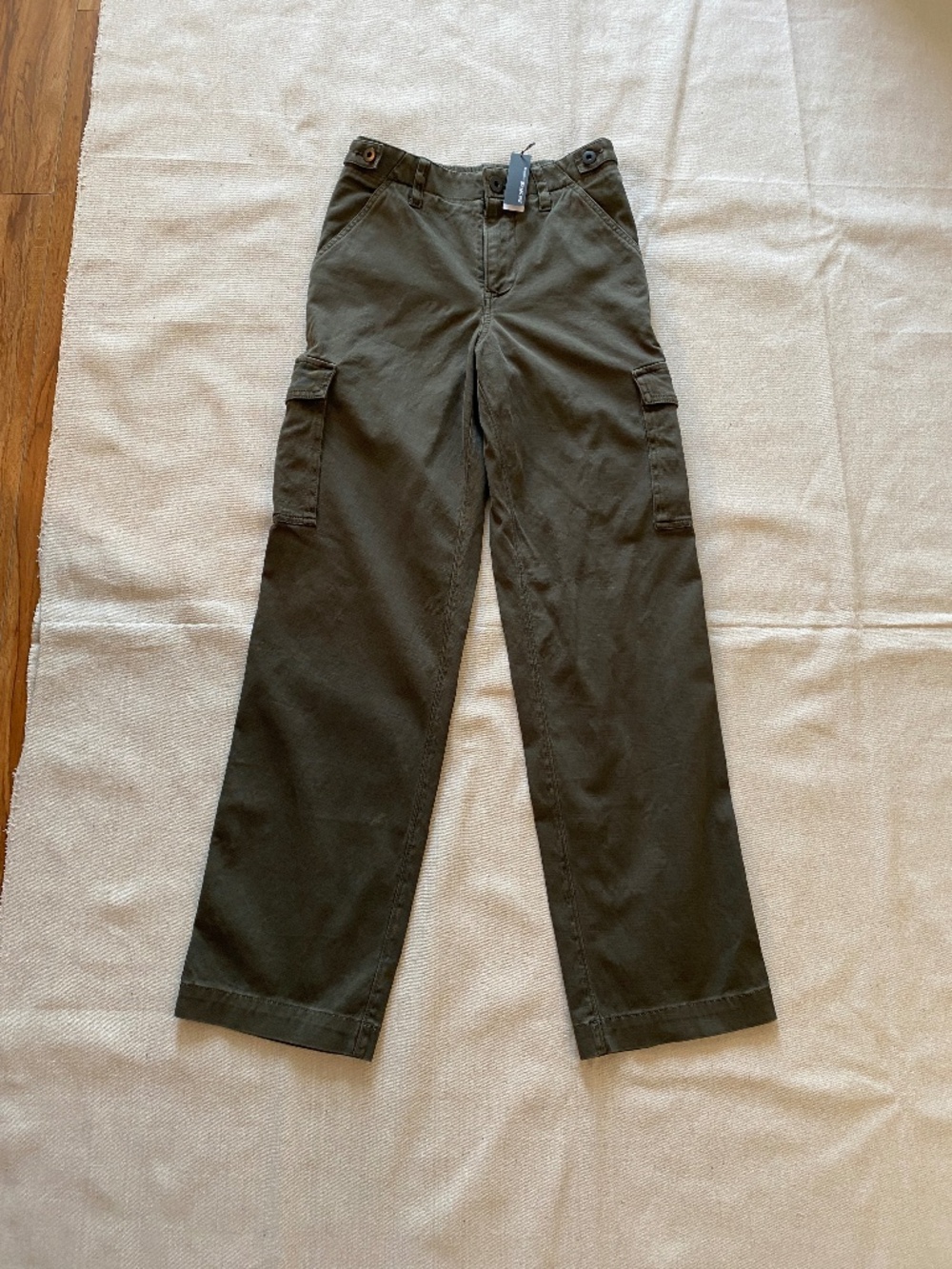James Perse Cotton Straight-Leg Olive Green Cargo Pants Size 0 NWT